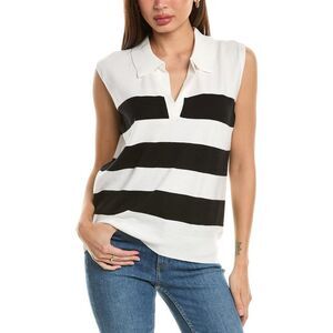Bobeau Black and White Striped Sleeveless Top
